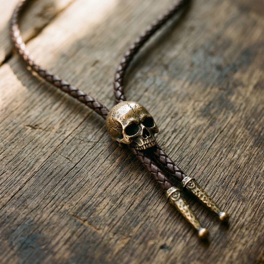 "Totenkopf & Leder" Bolo-Tie